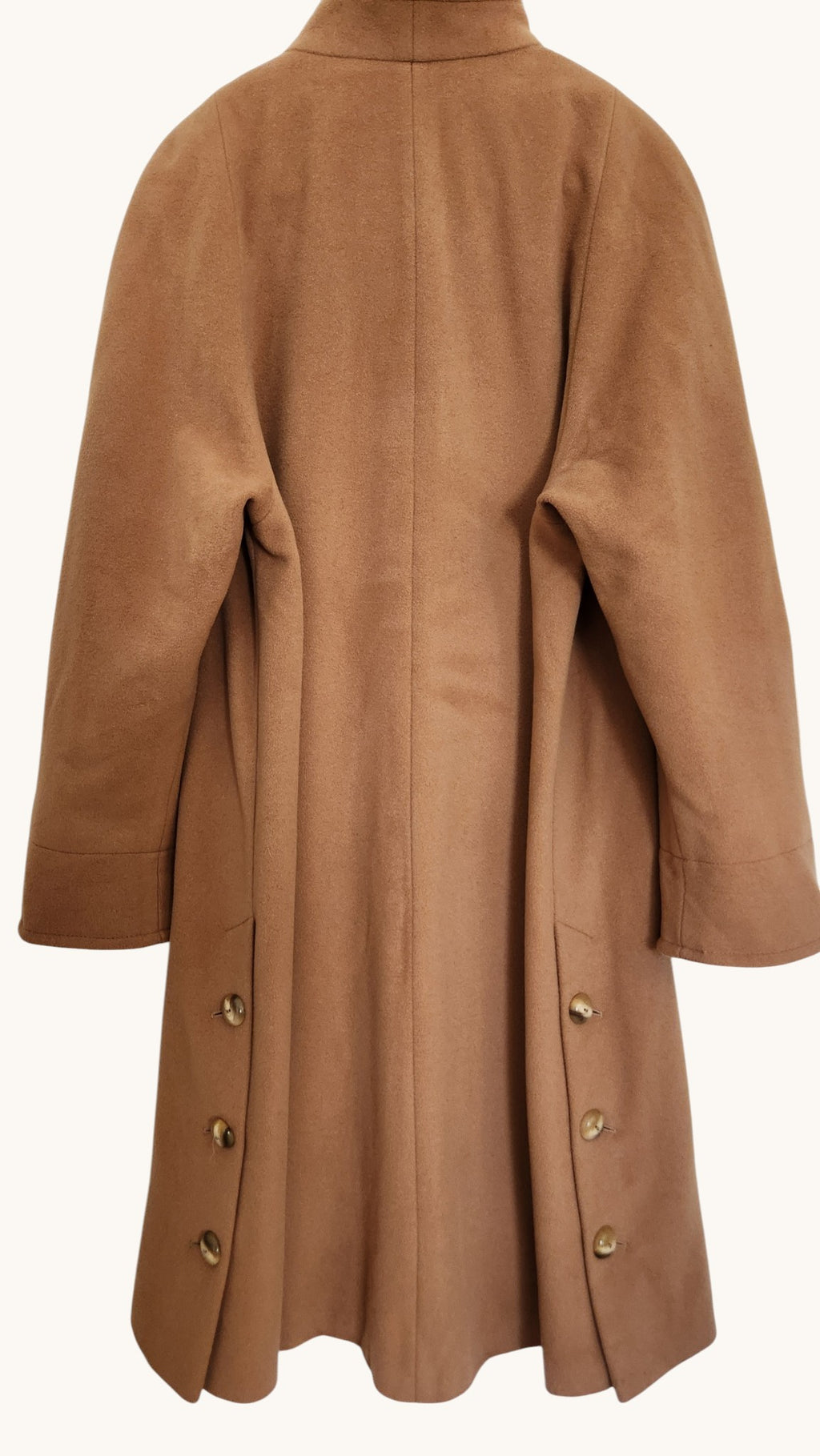 Classic Camel Cashmere Blend Long Coat – Women's Luxury Wool Coat XL