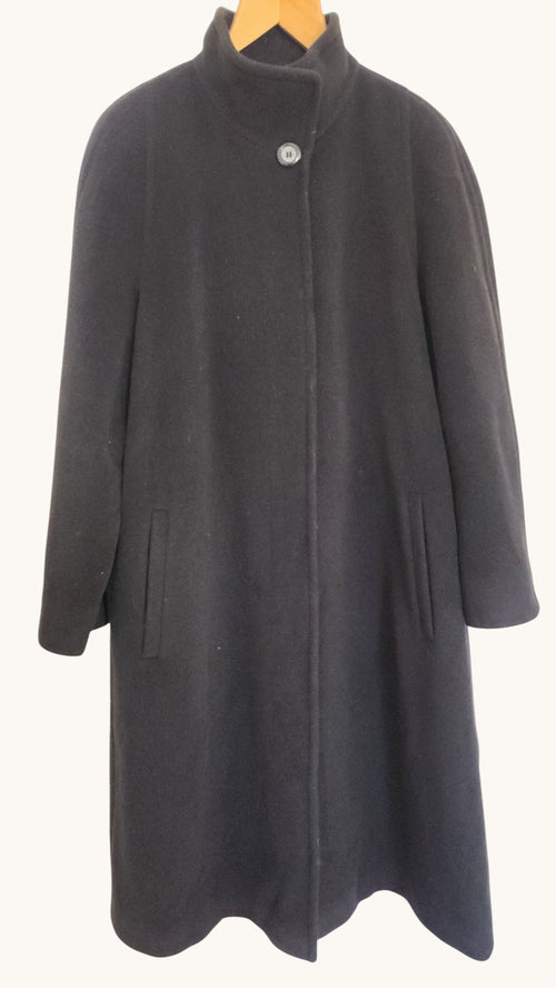JOBIS Black Virgin Wool & Angora Long Coat – German Luxury Outerwear
