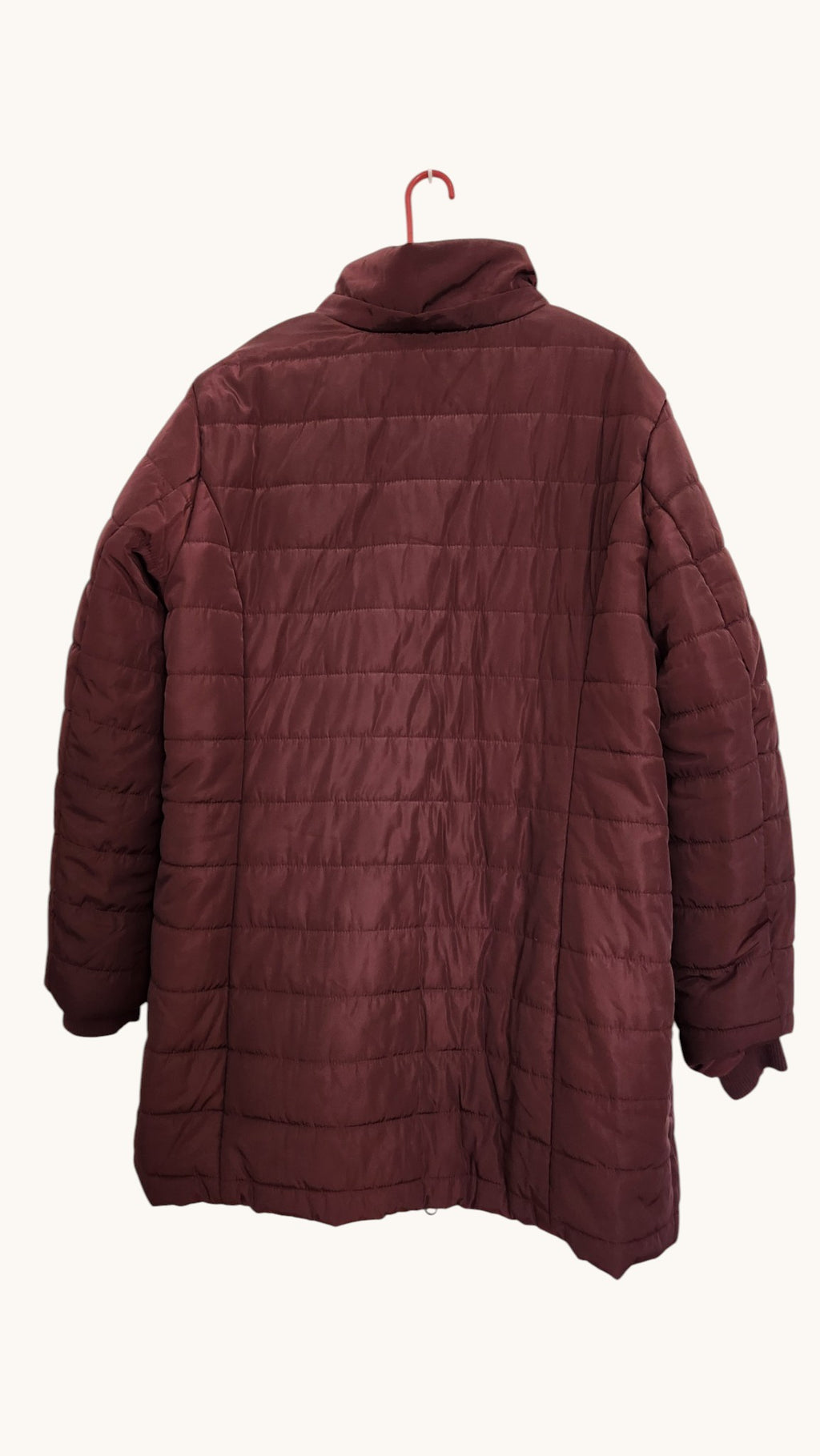 Burgundy Quilted Puffer Jacket – K-Way Inspired Winter Coat (XXL)