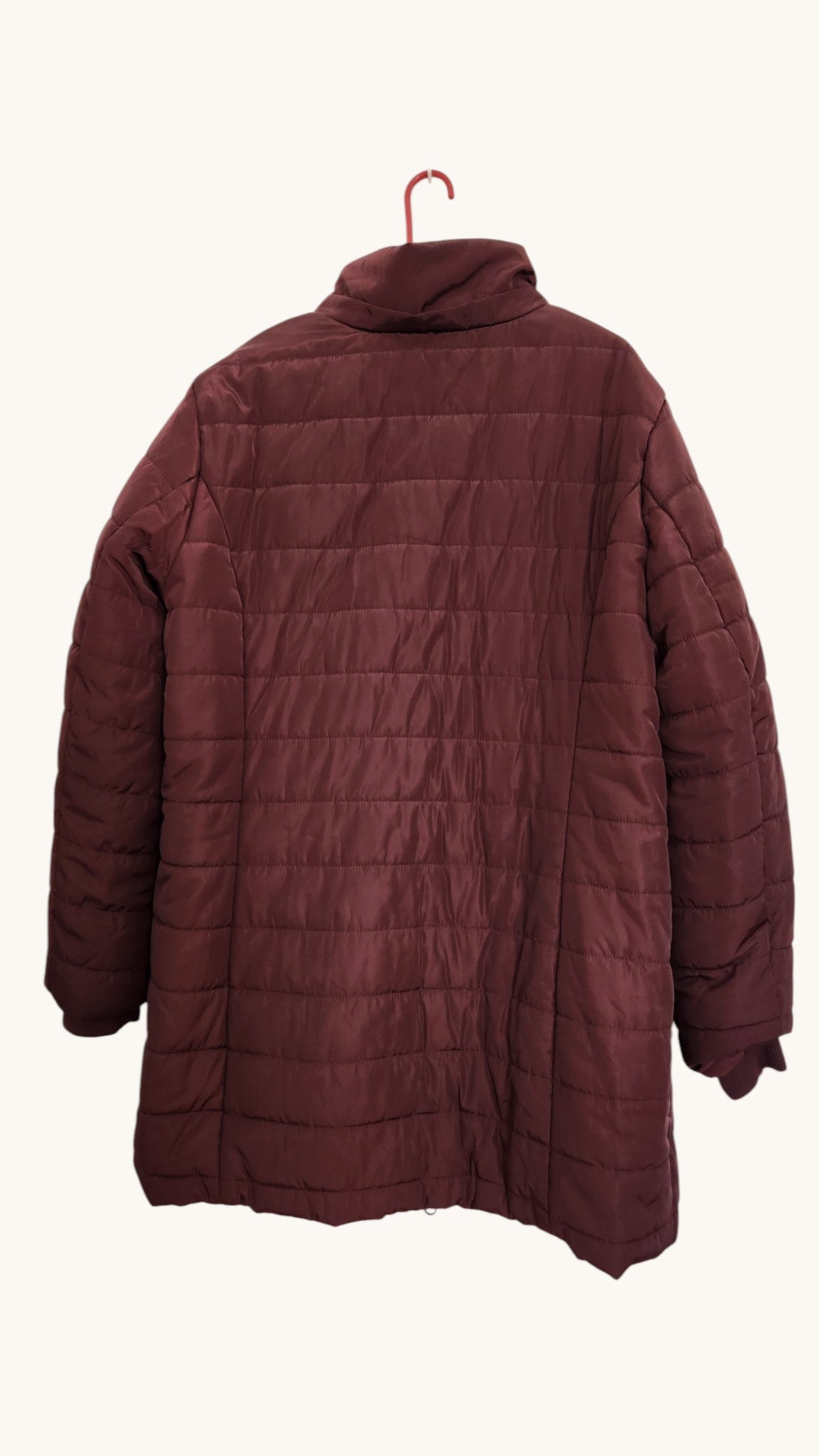 Burgundy Quilted Puffer Jacket – K-Way Inspired Winter Coat (XXL)