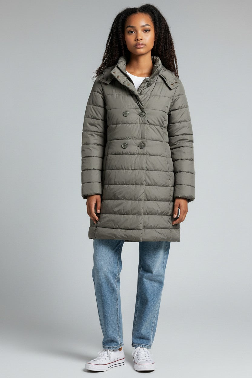 Women's United Colors of Benetton Quilted Coat – Grey S