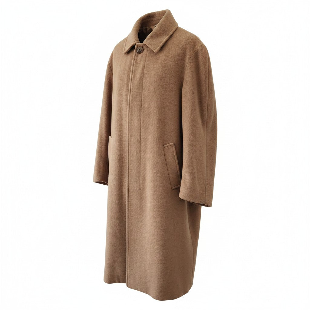 Classic Camel Cashmere Blend Long Coat – Women's Luxury Wool Coat XL