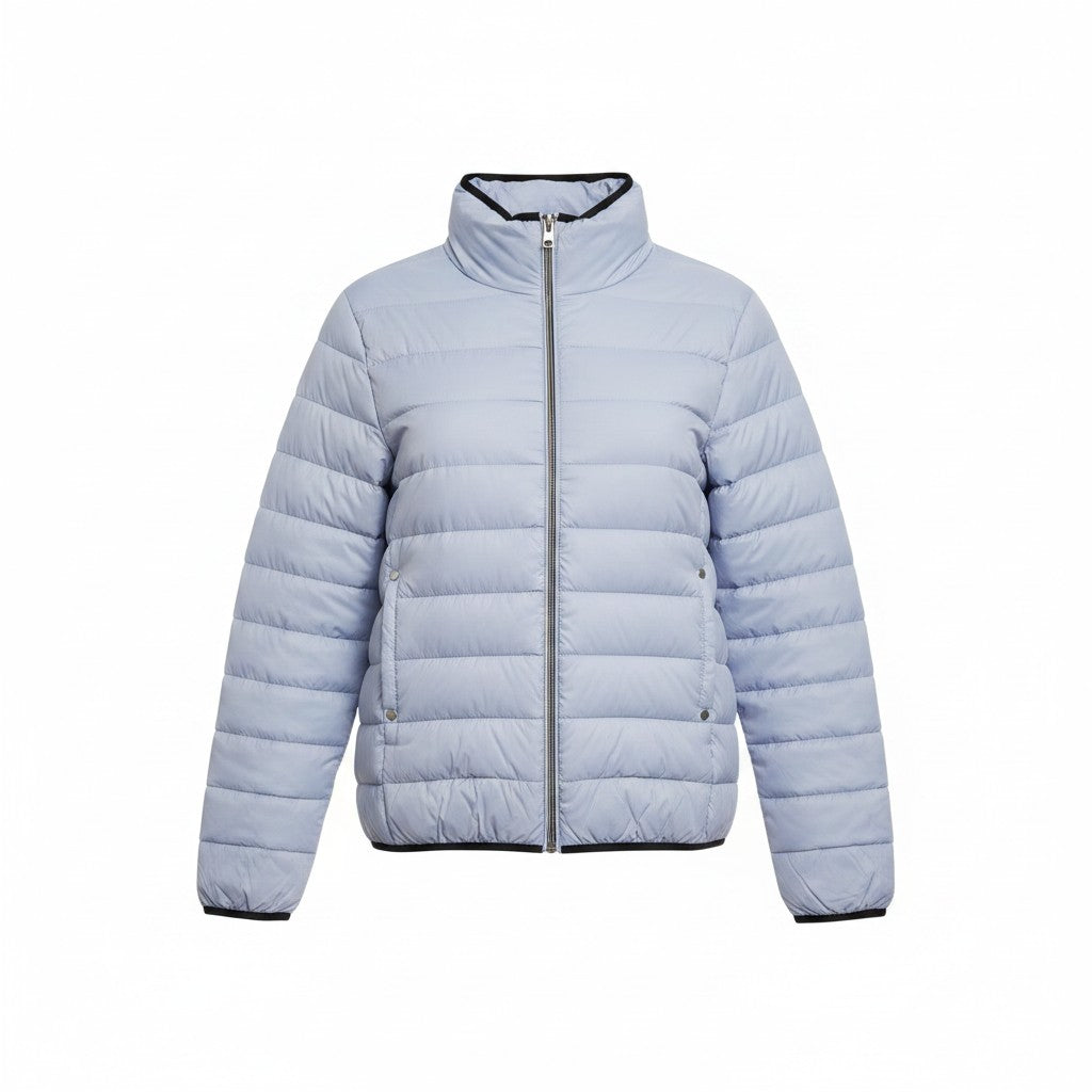 Fransa Lightweight Quilted Puffer Jacket – Powder Blue Winter Coat (XL)