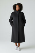 JOBIS Black Virgin Wool & Angora Long Coat – German Luxury Outerwear
