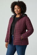 Killtec Women's Quilted Hooded Puffer Jacket – Burgundy (US 14 / EU 164)